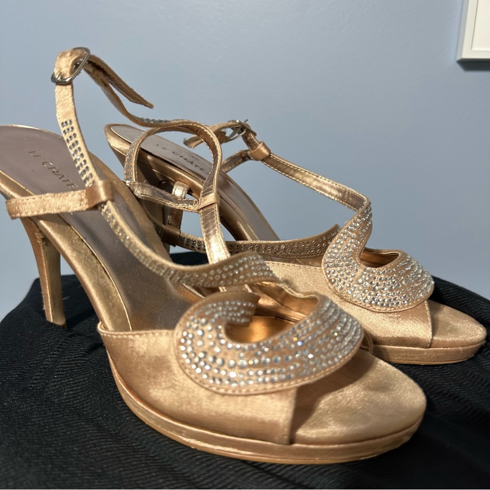 Le chateau satin rhinestone high heels size 6.5 us/39 EUR
